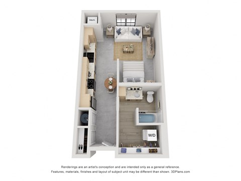 Floor plan for studio, 1 bath, 573 sqft